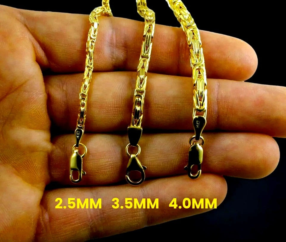 14K Yellow Gold Byzantine Square Box Necklace Bracelet Chain Men Women Jewelry 2.4g | 2mm | 7 Inches | MADE IN ITALY