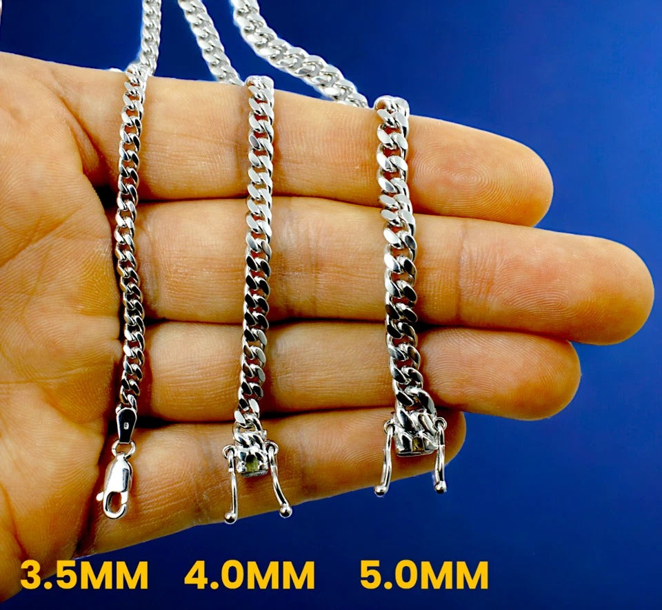 14K White Gold SOLID Miami Cuban Link Necklace Bracelet Chain Real Men Women Jewelry 3.4g | 2.3mm | 7 Inches | MADE IN ITALY