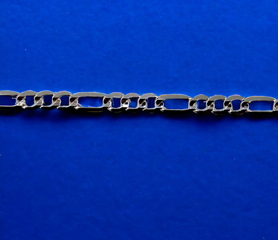 10K White Gold SOLID Figaro Necklace Bracelet Chain Real Gold Men Women Jewelry 1.5g | 2.5mm | 7 Inches | MADE IN ITALY