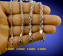 10K White Gold SOLID Rope Necklace Bracelet Chain Diamond Cut Real 2-6mm 7"-30" | MADE IN ITALY