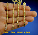10K Yellow Gold Rope Necklace Bracelet Chain Diamond Cut Men Women Jewelry 1.3g | 2mm | 7 Inches | MADE IN ITALY
