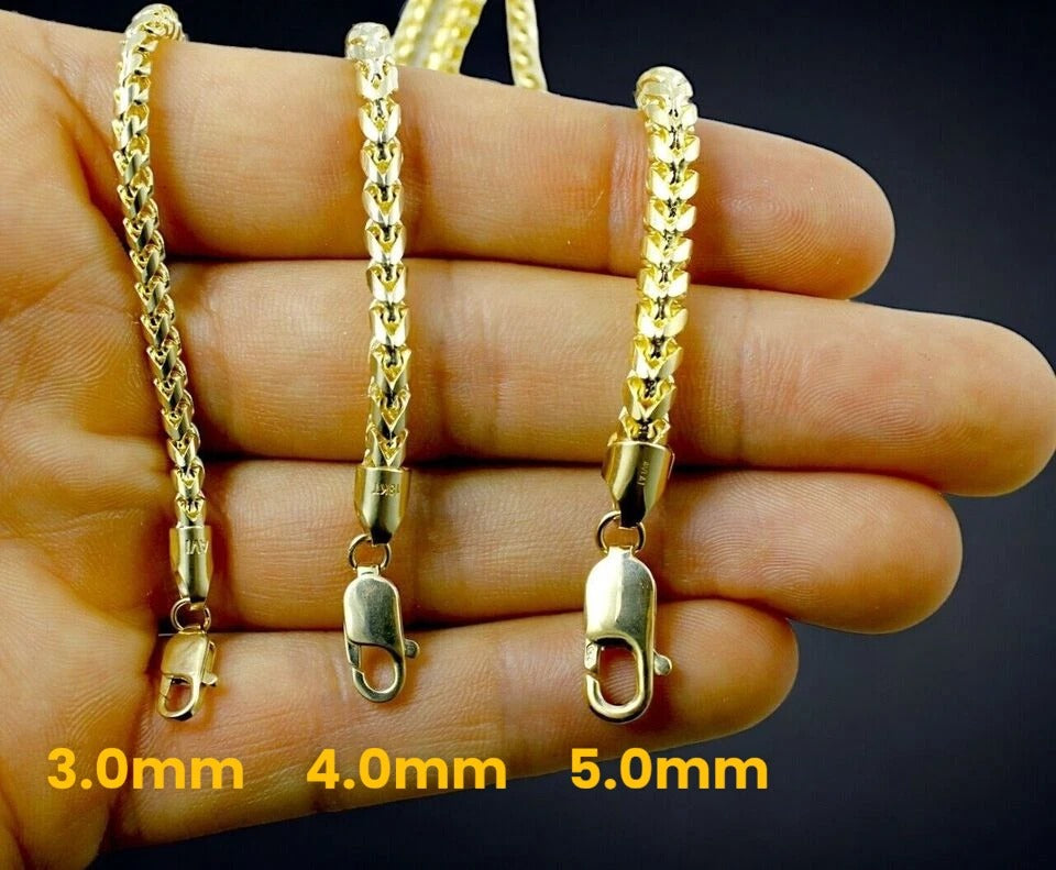 18K Yellow Gold SOLID Franco Round Box Necklace Bracelet Chain Men Women Jewelry 4.7g | 2mm | 7 Inches | MADE IN ITALY