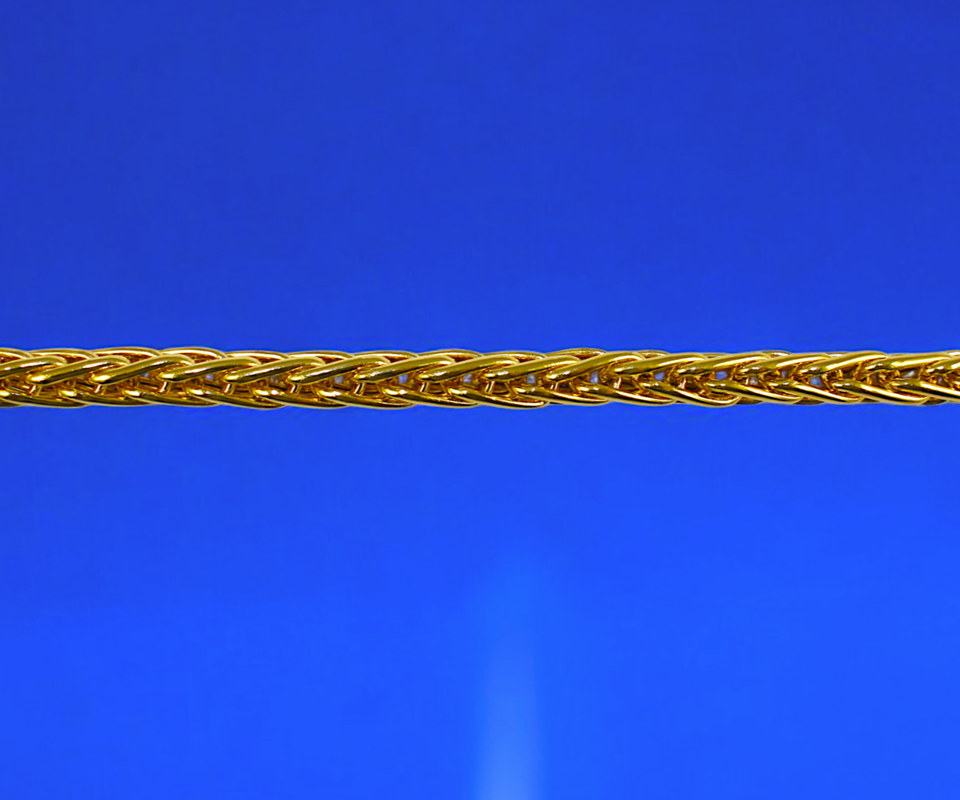 10K Yellow Gold Spiga Wheat Box Necklace Bracelet Chain Real Men Women Jewelry 5.3g | 4mm | 7 Inches | MADE IN ITALY