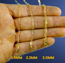 14K Yellow Gold SOLID Paperclip Cable Necklace Bracelet Chain Mirror Star 2-4mm MADE IN ITALY