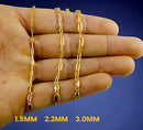 14K Yellow Gold 2mm-7mm Oval Paperclip Necklace Bracelet Chain Men Women Jewelry 1g | 2mm | 7 Inches | MADE IN ITALY