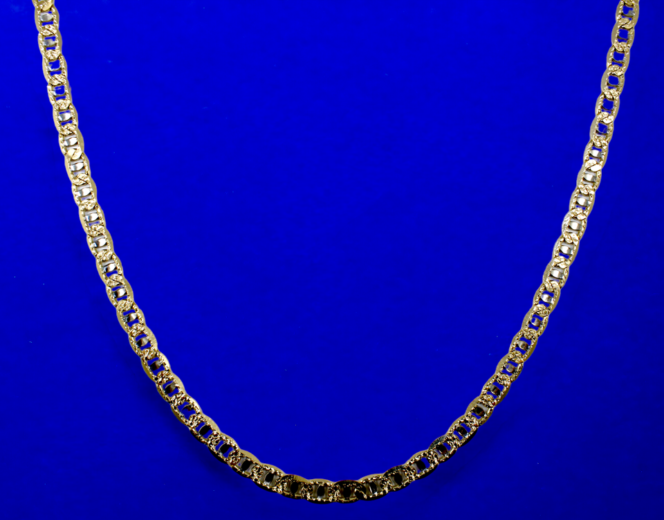 14K Yellow White Gold SOLID Anchor Mariner Necklace Bracelet Pave Chain Men Women Jewelry 2.2g | 3mm | 7 Inches | MADE IN ITALY