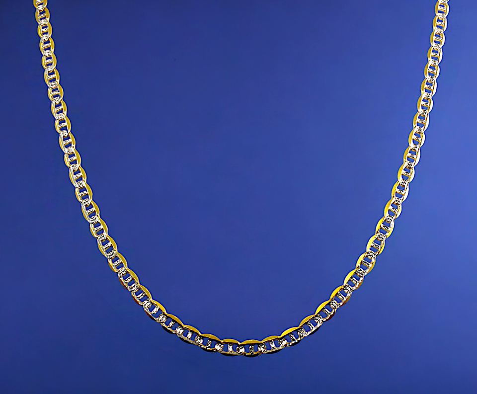 10K Yellow Gold SOLID Pave Anchor Mariner Necklace Bracelet Chain Men Women Jewelry 1.9g | 3mm | 7 Inches | MADE IN ITALY