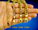 10K Yellow Gold Curb Cuban Necklace Bracelet Chain Real Gold 2mm-8mm 7"-30" | MADE IN ITALY