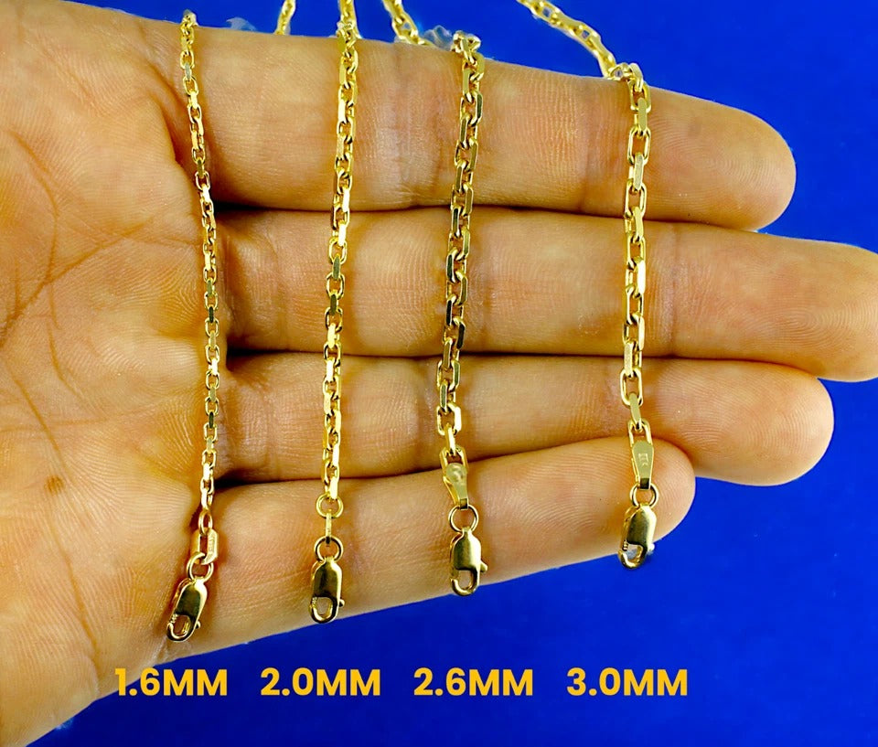 14K Yellow Gold SOLID Rolo Cable Necklace Bracelet Chain Men Women Jewelry 2.1g | 1.5mm | 7 Inches | MADE IN ITALY
