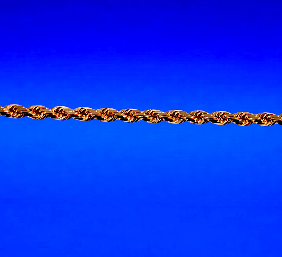 10K Rose Gold Rope Chain Necklace Bracelet Diamond Cut Real Gold Men Women Jewelry 1.3g | 2mm | 7 Inches | MADE IN ITALY