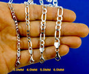 10K White Gold Figaro Necklace Bracelet Chain Italian Real Gold 2mm-6mm 7"-30" | MADE IN ITALY