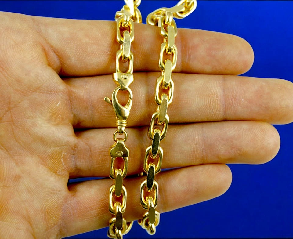 10K Yellow Gold SOLID Rolo Cable Necklace Bracelet Chain Real Gold Men Women Jewelry 36.7g | 6mm | 8 Inches | MADE IN ITALY