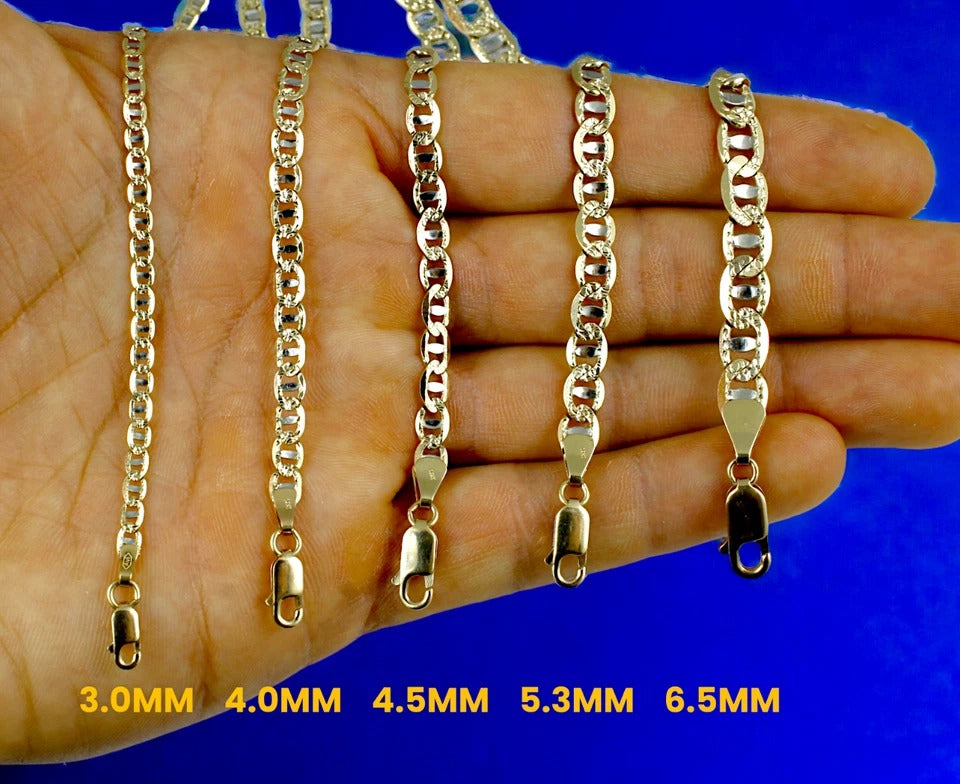 14K Yellow White Gold SOLID Anchor Mariner Necklace Bracelet Pave Chain Men Women Jewelry 2.2g | 3mm | 7 Inches | MADE IN ITALY