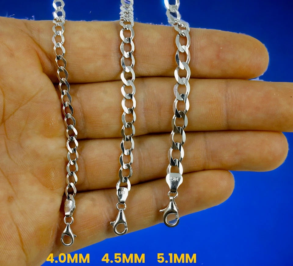 14K White Gold Round Curb Cuban Necklace Bracelet Chain Real Gold Men Women Jewelry 0.9g | 2mm | 7 Inches | MADE IN ITALY