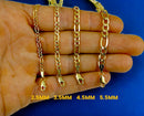 10K Yellow Gold Figaro Necklace Bracelet Chain Italian  Men Women Jewelry 1.3g | 2.5mm | 7 Inches | MADE IN ITALY
