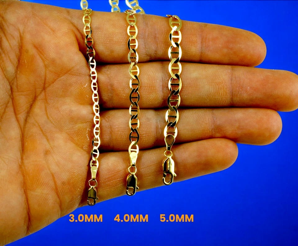 10K Yellow Gold SOLID Anchor Mariner Necklace Bracelet Chain Link Men Women Jewelry 1.7g | 3mm | 7 Inches | MADE IN ITALY