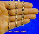 10K Yellow Gold SOLID Mirror Pave Figaro Necklace Bracelet Chain 3mm-5mm 7"-30" | MADE IN ITALY