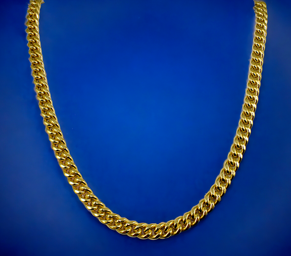 14K Yellow Gold Miami Cuban Necklace Bracelet Chain  Men Women Jewelry 2.1g | 3mm | 7 Inches | MADE IN ITALY