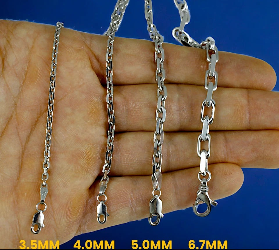 14K White Gold SOLID Rolo Cable Necklace Bracelet Chain Link Men Women Jewelry 2.1g | 1.5mm | 7 Inches | MADE IN ITALY