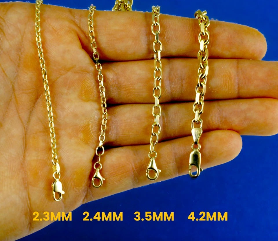 14K Yellow Gold SOLID Round Rolo Cable Necklace Bracelet Chain Men Women Jewelry 2.6g | 2.3mm | 7 Inches | MADE IN ITALY