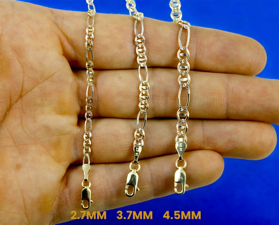 14K Tri Color Gold SOLID Figarucci Anchor Mariner Chain Necklace Link Men Women Jewelry 2.1g | 2.7mm | 7 Inches | MADE IN ITALY