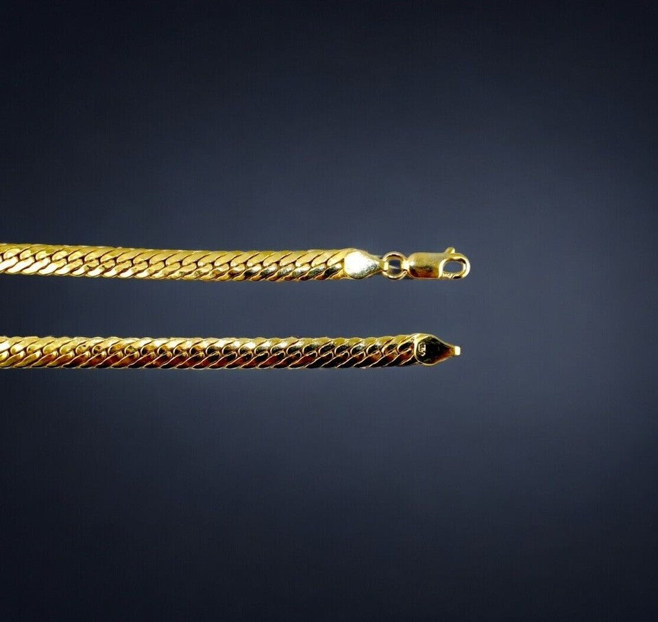 14K Yellow Gold SOLID Snake Serpentine Flat Chain Necklace Real Gold Men Women Jewelry 1.3g | 2mm | 7 Inches | MADE IN ITALY