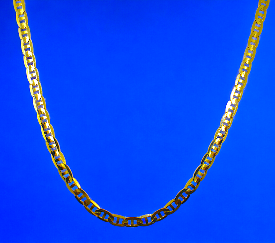 14K Yellow Gold SOLID Anchor Mariner Necklace Bracelet Chain Link Men Women Jewelry 1.8g | 3mm | 7 Inches | MADE IN ITALY