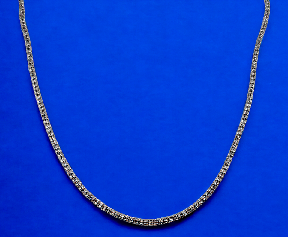 14K Rose Gold SOLID Ice Link Necklace Bracelet Chain Pave Real Men Women Jewelry 3.8g | 2.5mm | 7 Inches | MADE IN ITALY