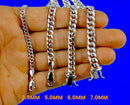 10K White Gold Miami Cuban Link Chain Necklace Bracelet Real 2mm-7mm 7"-30" | MADE IN ITALY