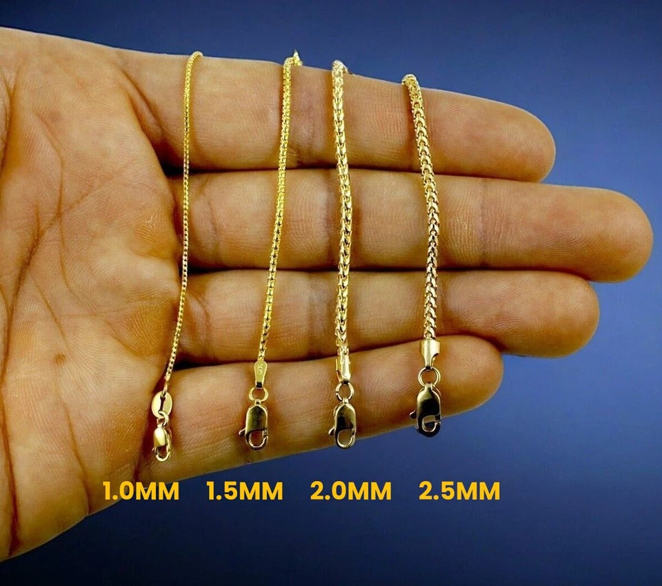 14K Yellow Gold SOLID Franco Round Box Necklace Bracelet Chain Men Women Jewelry 1.2g | 1mm | 7 Inches | MADE IN ITALY
