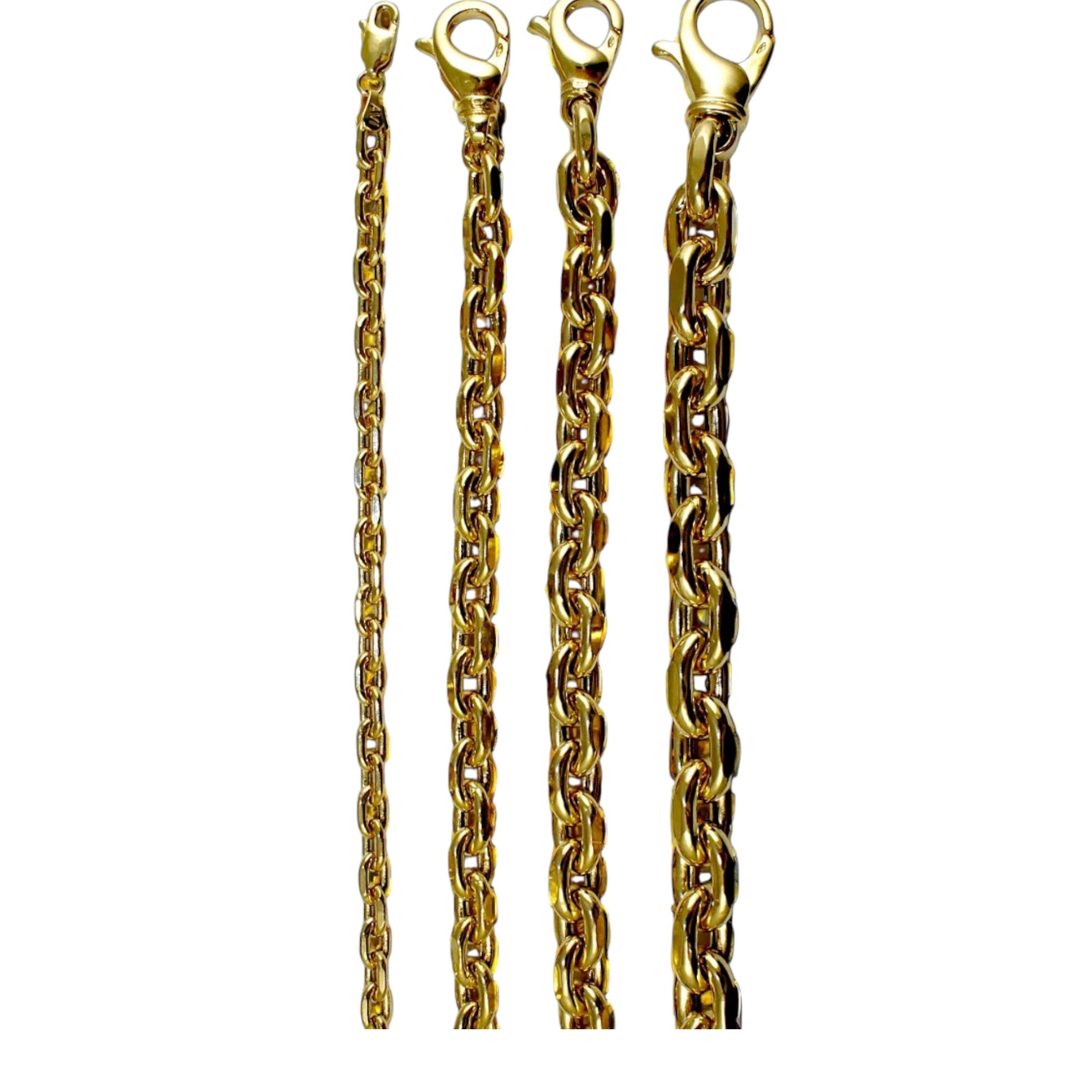 14K Yellow Gold Rolo Cable Necklace Bracelet Chain Real Gold Men Women Jewelry 7g | 4.5mm | 8 Inches | MADE IN ITALY