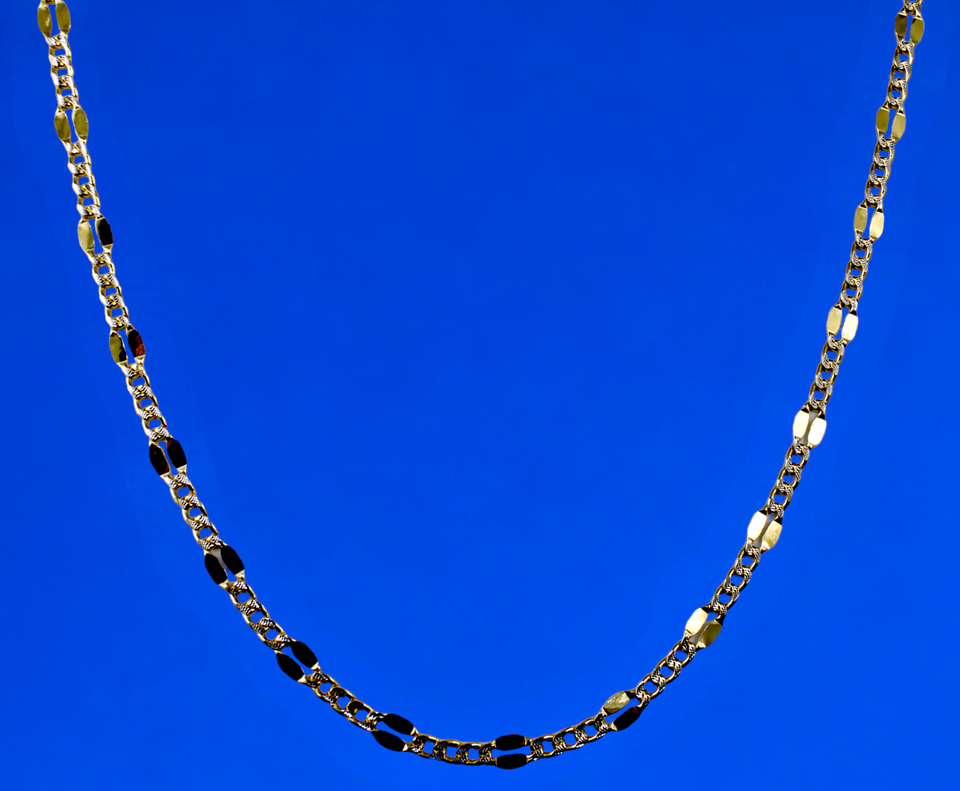 10K Yellow Gold SOLID Mirror Pave Figaro Necklace Bracelet Chain Men Women Jewelry 1.1g | 3mm | 7 Inches | MADE IN ITALY