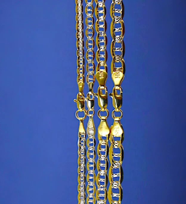 14K Yellow Gold SOLID Pave Anchor Mariner Necklace Bracelet Chain Men Women Jewelry 2.1g | 3mm | 7 Inches | MADE IN ITALY