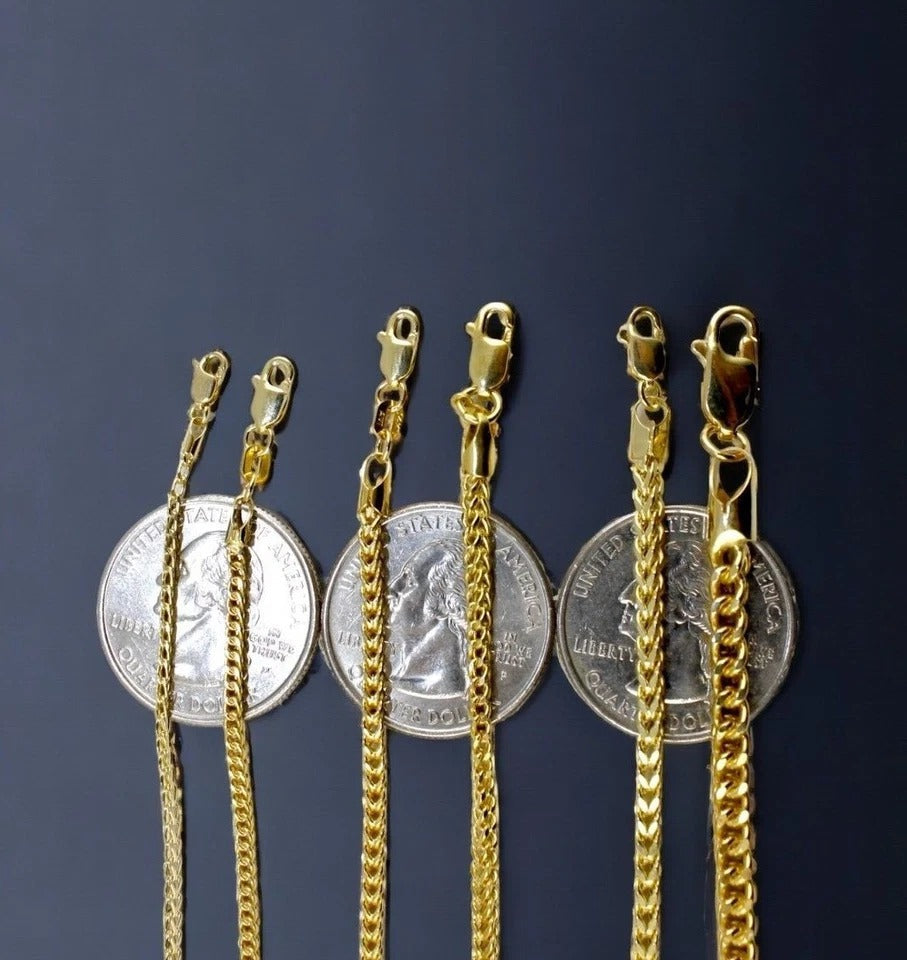 14K Yellow Gold Franco Square Box Chain Bracelet Real Gold Men Women Jewelry 2.5g | 1.8mm | 7 Inches | MADE IN ITALY