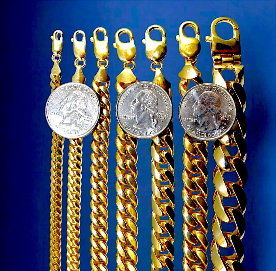 10K Yellow Gold SOLID Miami Cuban Necklace Bracelet Chain Lobster Men Women Jewelry 3.1g | 2.2mm | 7 Inches | MADE IN ITALY