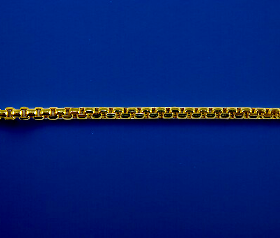 10K Yellow Gold Venetian Round Box Necklace Bracelet Chain Real Men Women Jewelry 1.4g | 1mm | 7 Inches | MADE IN ITALY