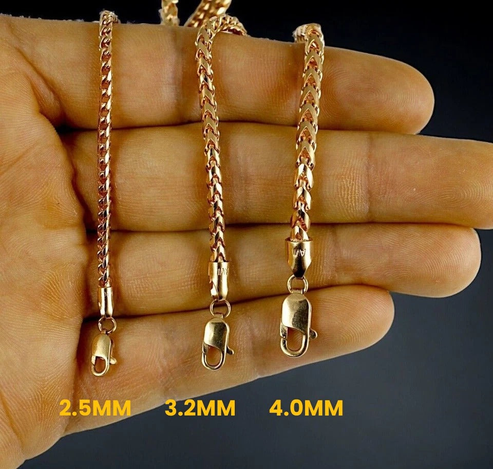 10K Rose Gold SOLID Franco Round Box Necklace Bracelet Chain 1.5g | 1mm | 7 Inches | MADE IN ITALY
