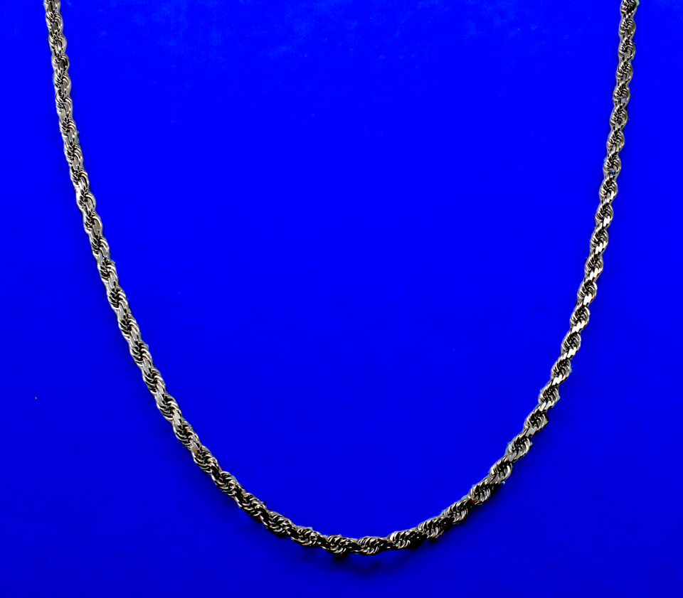 14K White Gold SOLID Rope Necklace Bracelet Chain Diamond Cut Men Women Jewelry 1.7g | 1.5mm | 7 Inches | MADE IN ITALY