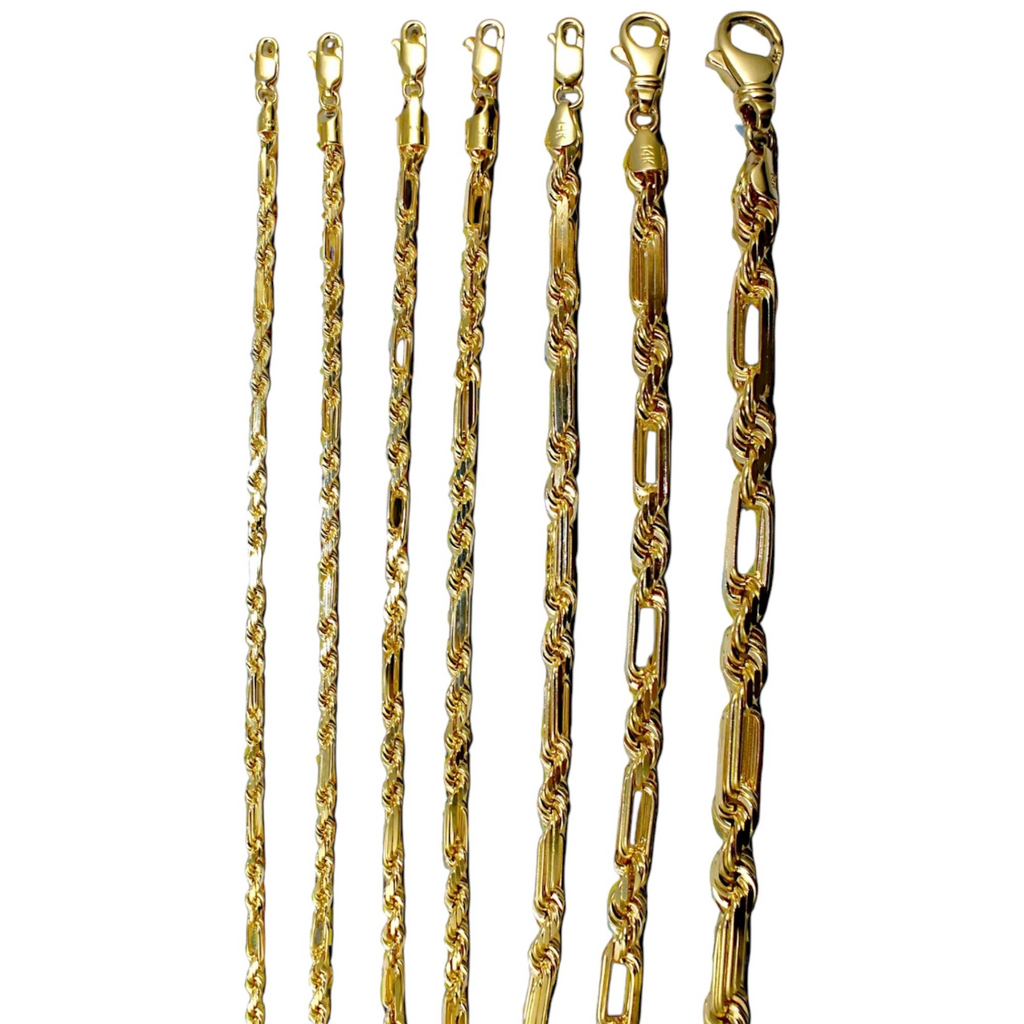 14K Yellow Gold SOLID Milano Figaro Rope Necklace Bracelet Chain Men Women Jewelry 3.4g | 2.5mm | 7 Inches | MADE IN ITALY