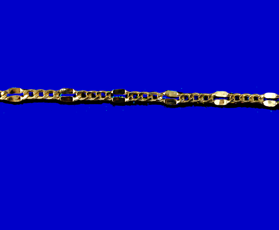14K Yellow Gold 3mm-5mm SOLID Mirror Figaro Necklace Bracelet Chain Link Men Women Jewelry 1.3g | 3mm | 7 Inches | MADE IN ITALY