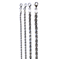 10K White Gold Rope Chain Necklace Bracelet Diamond Cut Real Gold Men Women Jewelry 1.3g | 2mm | 7 Inches | MADE IN ITALY