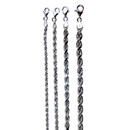 10K White Gold Rope Chain Necklace Bracelet Diamond Cut Real Gold Men Women Jewelry 1.3g | 2mm | 7 Inches | MADE IN ITALY