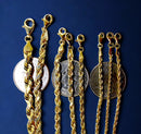 14K Yellow Gold Rope Chain Necklace Bracelet Diamond Cut Men Women Jewelry 1.5g | 2mm | 7 Inches | MADE IN ITALY