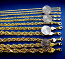 10K Yellow Gold Rope Necklace Bracelet Chain Diamond Cut Men Women Jewelry 1.3g | 2mm | 7 Inches | MADE IN ITALY