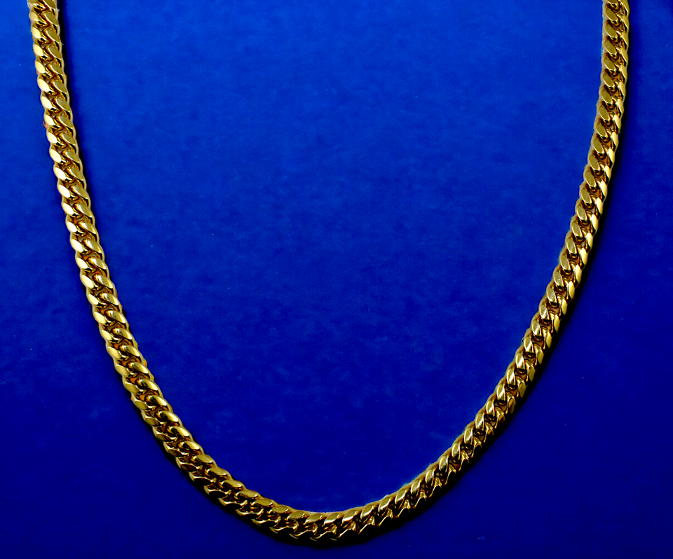 18K Yellow Gold SOLID Miami Cuban Link Chain Necklace Bracelet Men Women Jewelry 7.7g | 4mm | 7 Inches | MADE IN ITALY