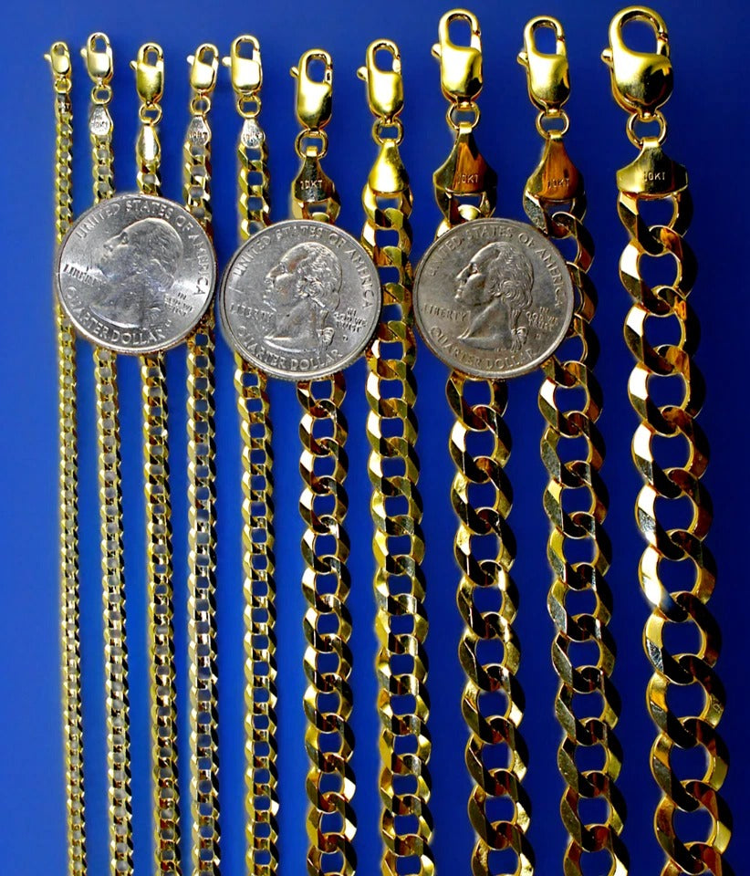 10K Yellow Gold SOLID Curb Cuban Necklace Bracelet Chain  Men Women Jewelry 1.4g | 2mm | 7 Inches | MADE IN ITALY