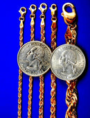 10K Rose Gold SOLID Rope Chain Necklace Bracelet Diamond Cut 1mm-5mm 7"-30" | MADE IN ITALY