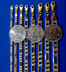 10K Yellow Gold Figaro Pave Necklace Bracelet Chain Italian Real 2mm-11mm 7"-30" | MADE IN ITALY