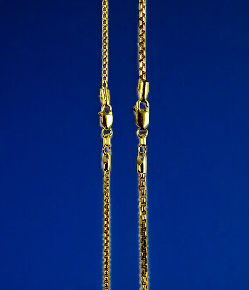 10K Yellow Gold Venetian Round Box Necklace Bracelet Chain Real Men Women Jewelry 1.4g | 1mm | 7 Inches | MADE IN ITALY