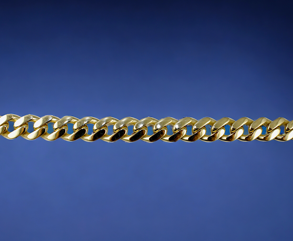 10K Gold Monaco Miami Cuban Necklace Bracelet Chain CZ Pave Men Women Jewelry 7.9g | 7mm | 7 Inches | MADE IN ITALY